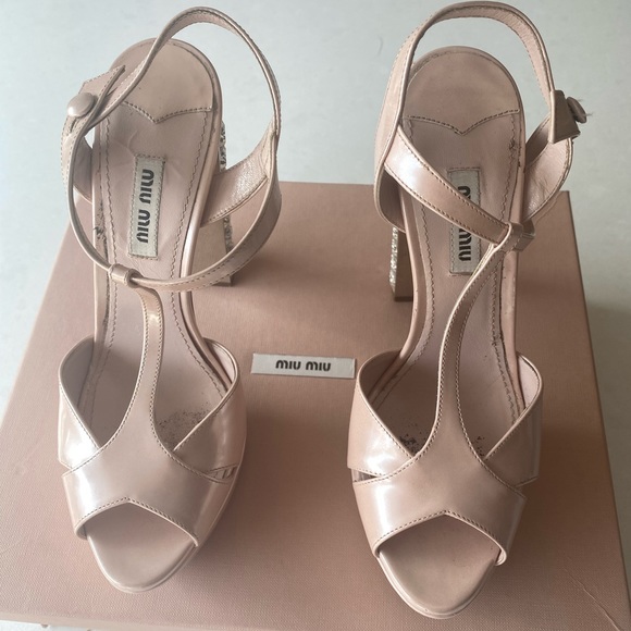 Miu Miu High Healed Sandal with Crystal Detailed Heal - Picture 3 of 7